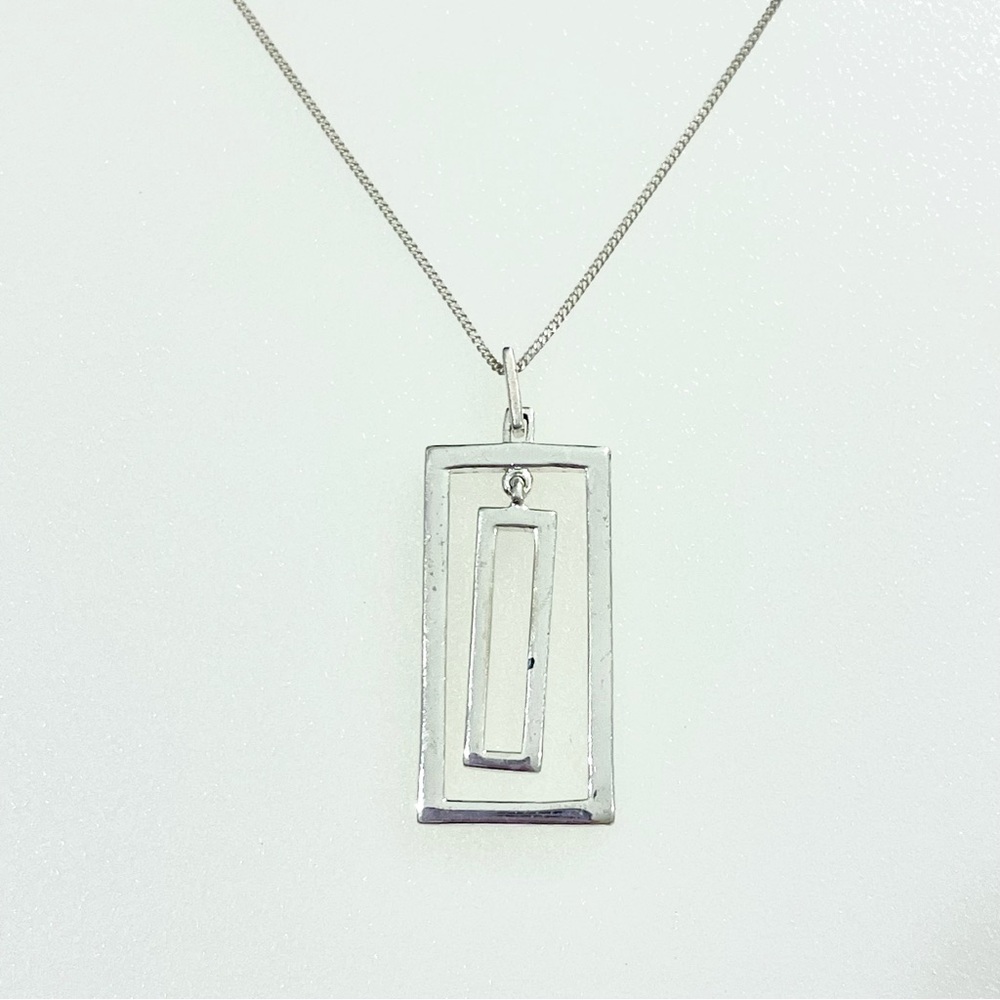 925 Sterling Silver Double Rectangle Minimalist V… - image 2